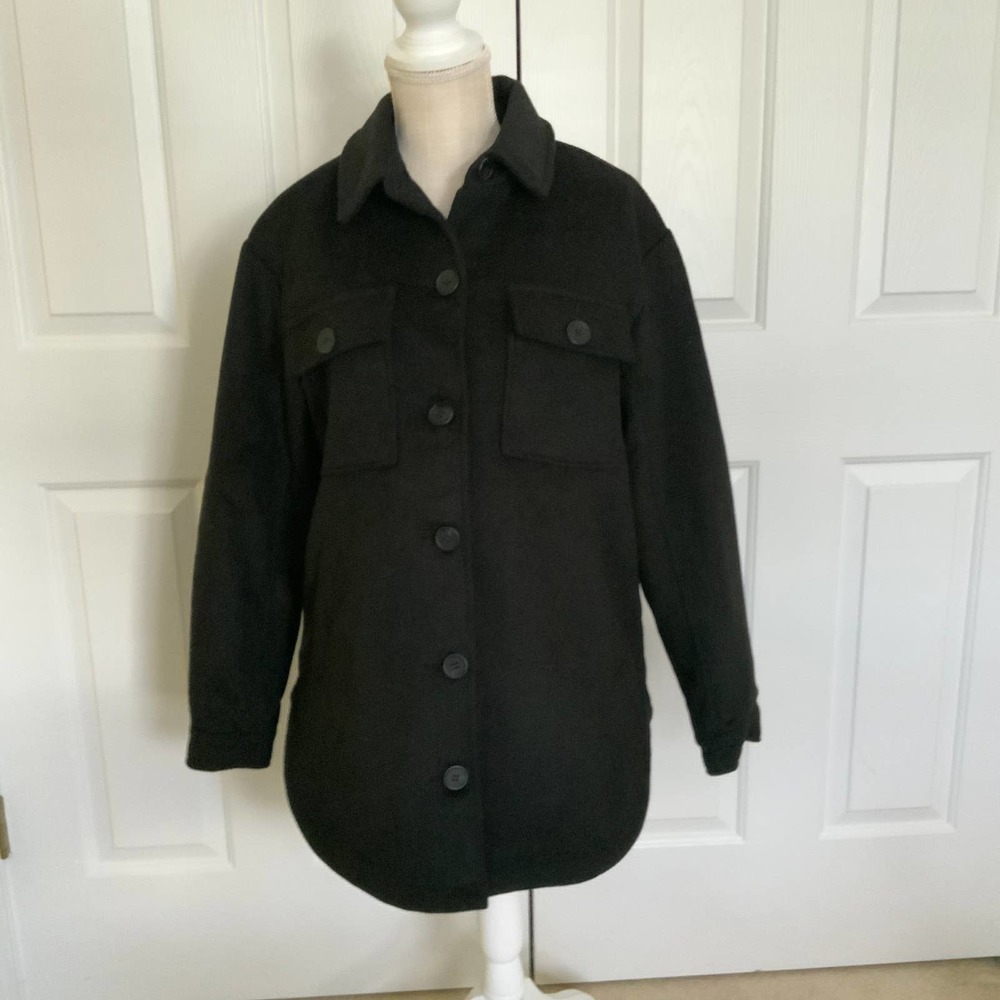 Nordstrom Halogen Single-Breasted Peacoat Jacket Black